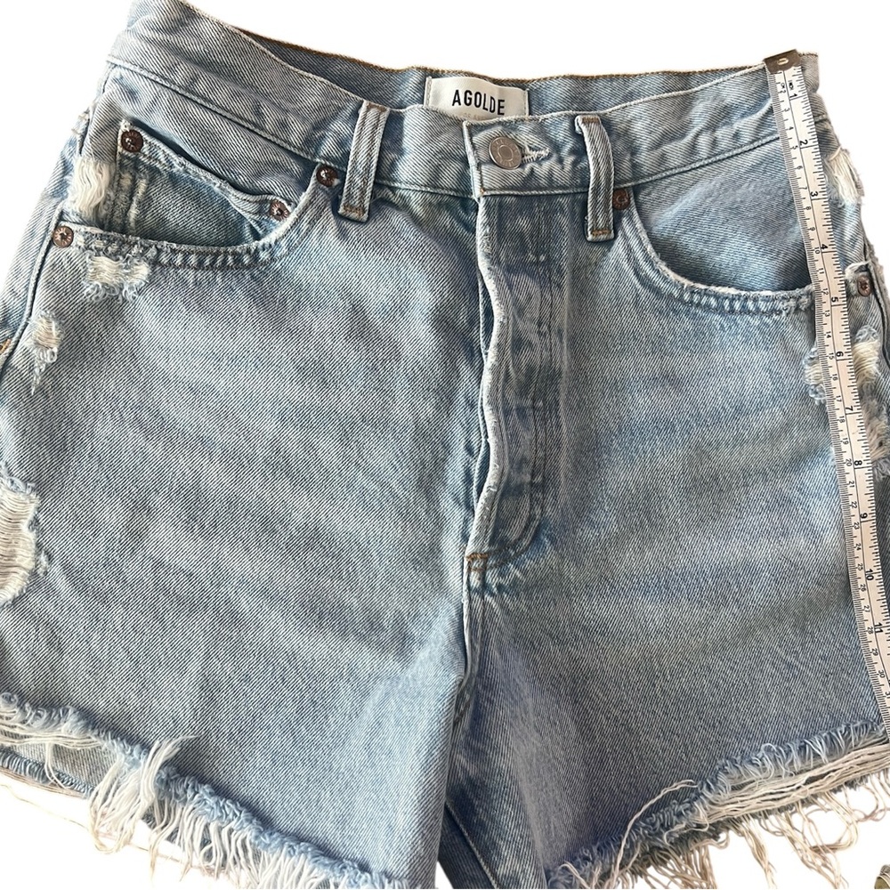 Agolde Distressed Light Blue Jean Shorts - Dee Short